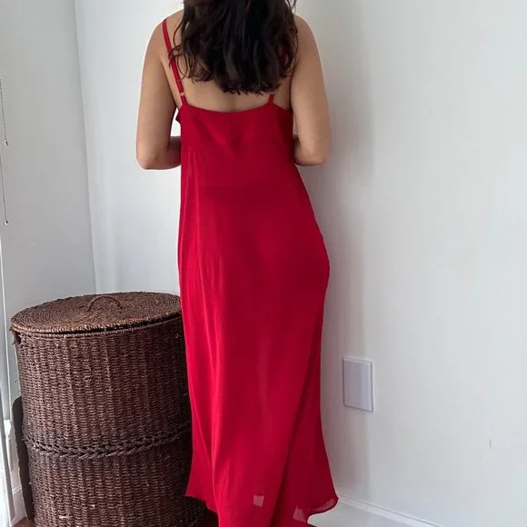 Vintage Cacique red crepe night gown long slip dress - Picture 5 of 11